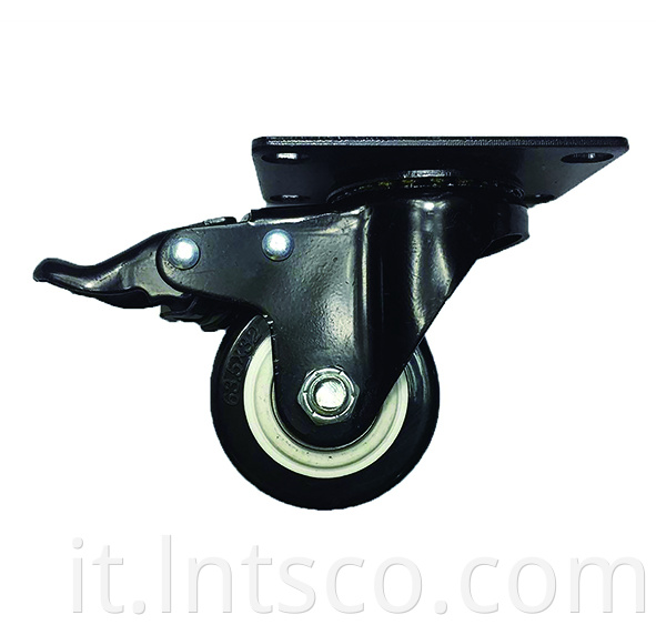 White PP Core Black PVC Brake Casters